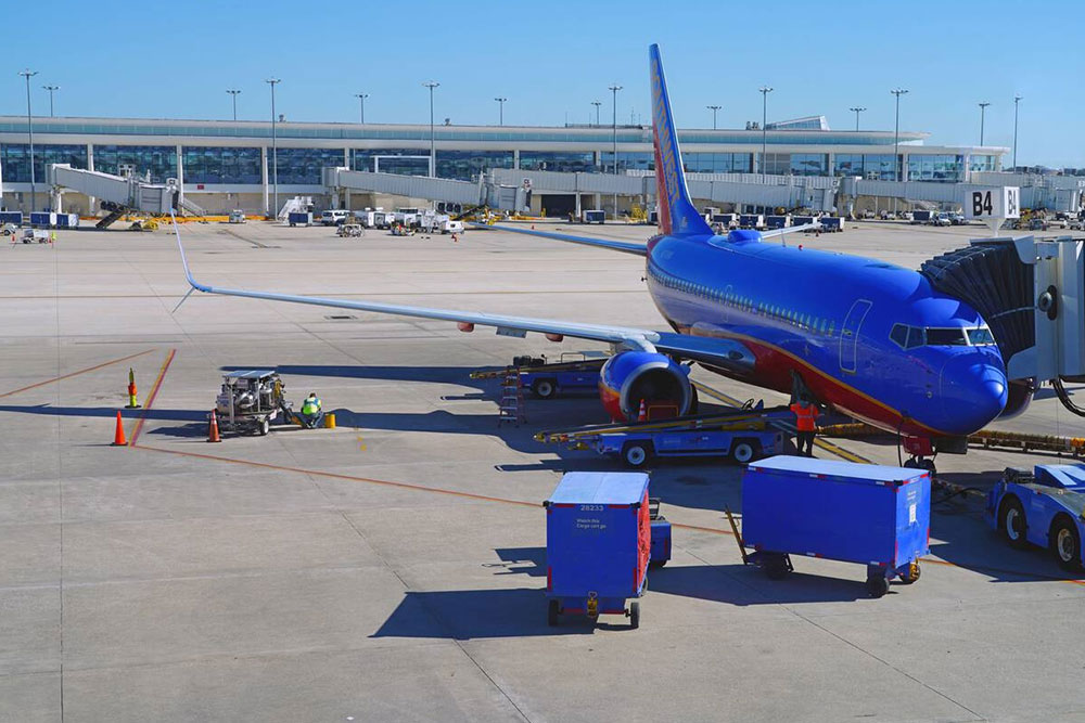 Southwest Airlines Airplane at the Louis Armstrong New Orleans International Airport - Cheapest Time