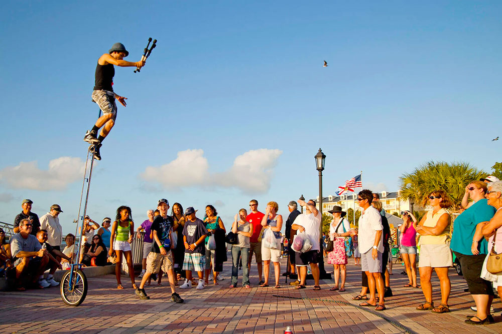 Street Performers and Spectators at Mallory Square in Key West, Florida - Cheapest Time